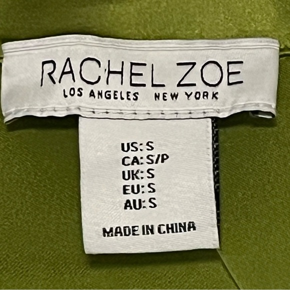 NWOT Rachel Zoe Green Satin Button Down Blouse Notched Collar, Women’s Size S - Picture 2 of 5